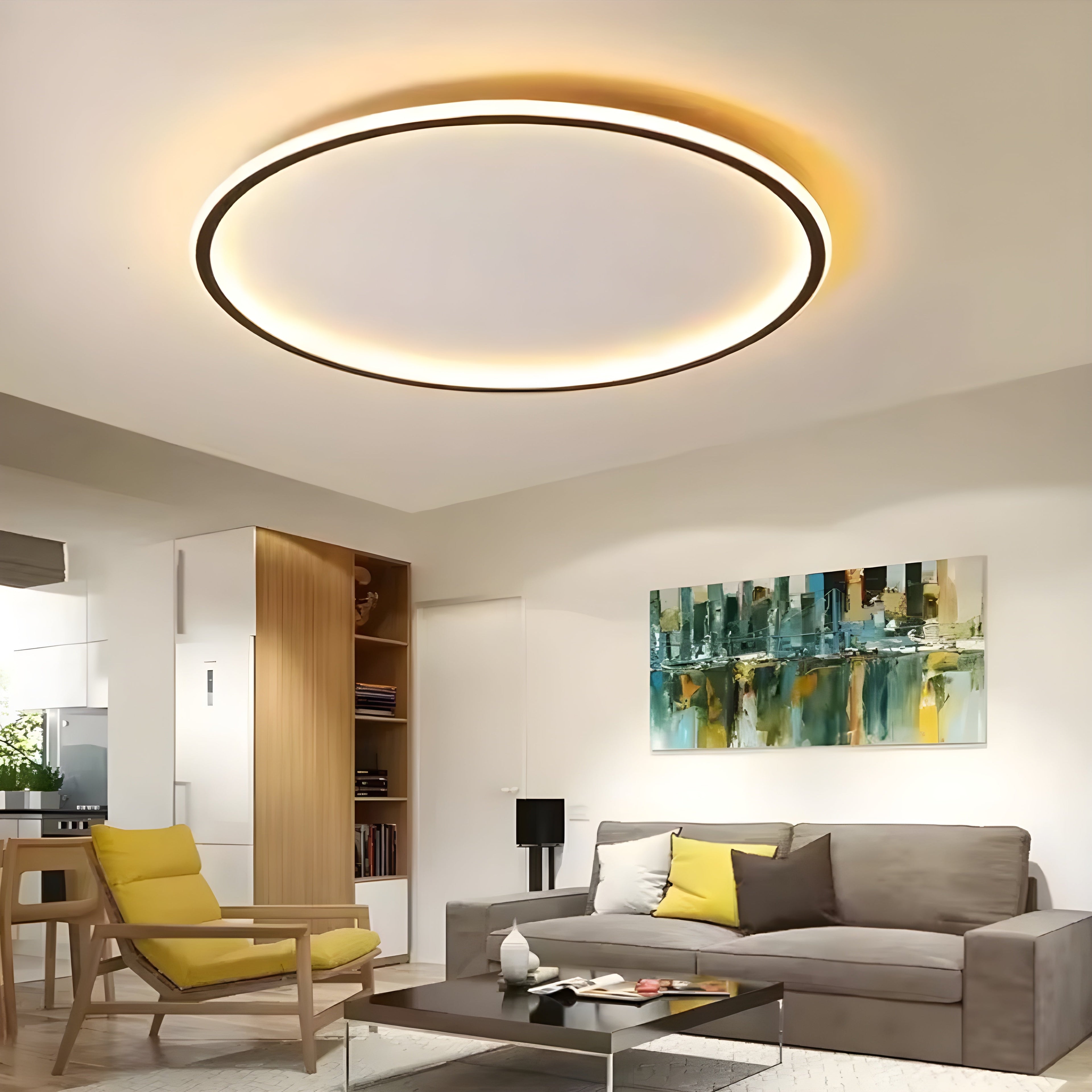 Lumosphere | Sleek Dimmable Black LED Flush Mount Ceiling Light Fixture 4