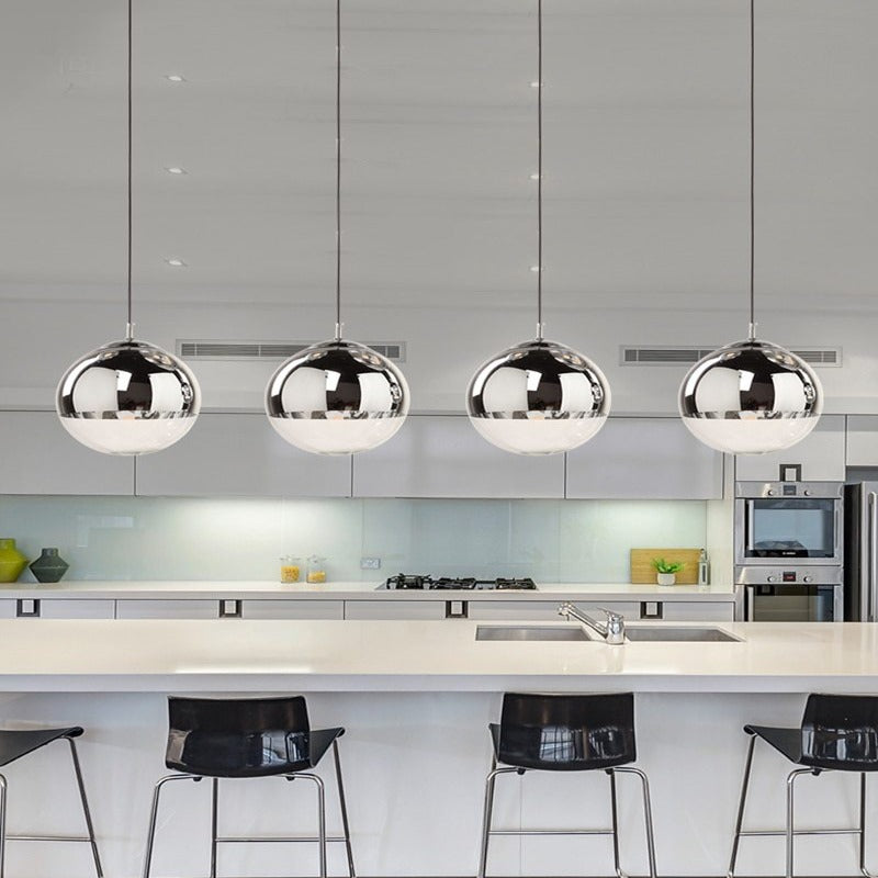 LunaraGlass | Elegant Silver and Clear Glass Pendant Light Fixture 1