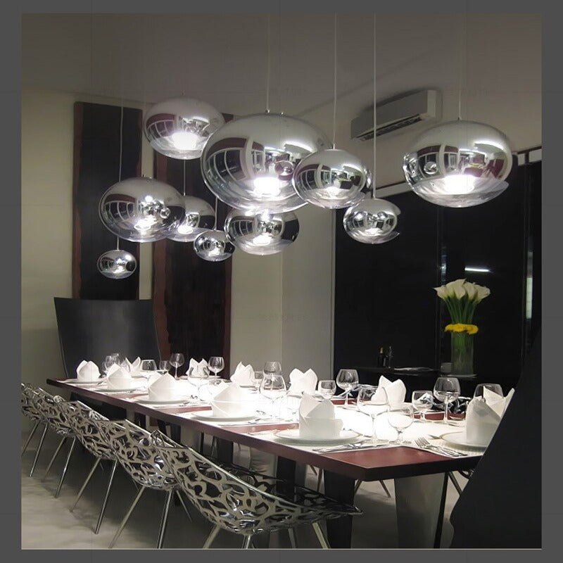 LunaraGlass | Elegant Silver and Clear Glass Pendant Light Fixture 2