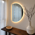 Stylish Organic Half Moon Smart LED Mirror For Bathroom And Living Area