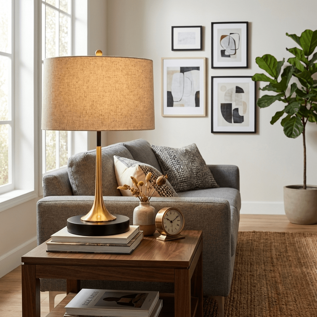 Lunaris | Elegant Black and Gold Table Lamp for Bedroom or Living Room 5