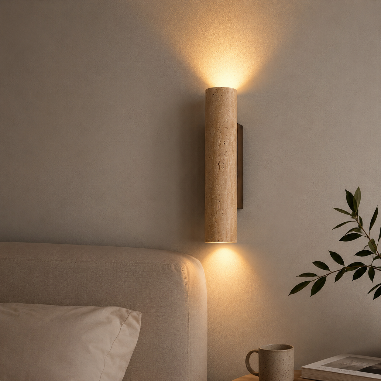 Marble Wall Light | Natural Travertine Design, Elegant LED Sconce
