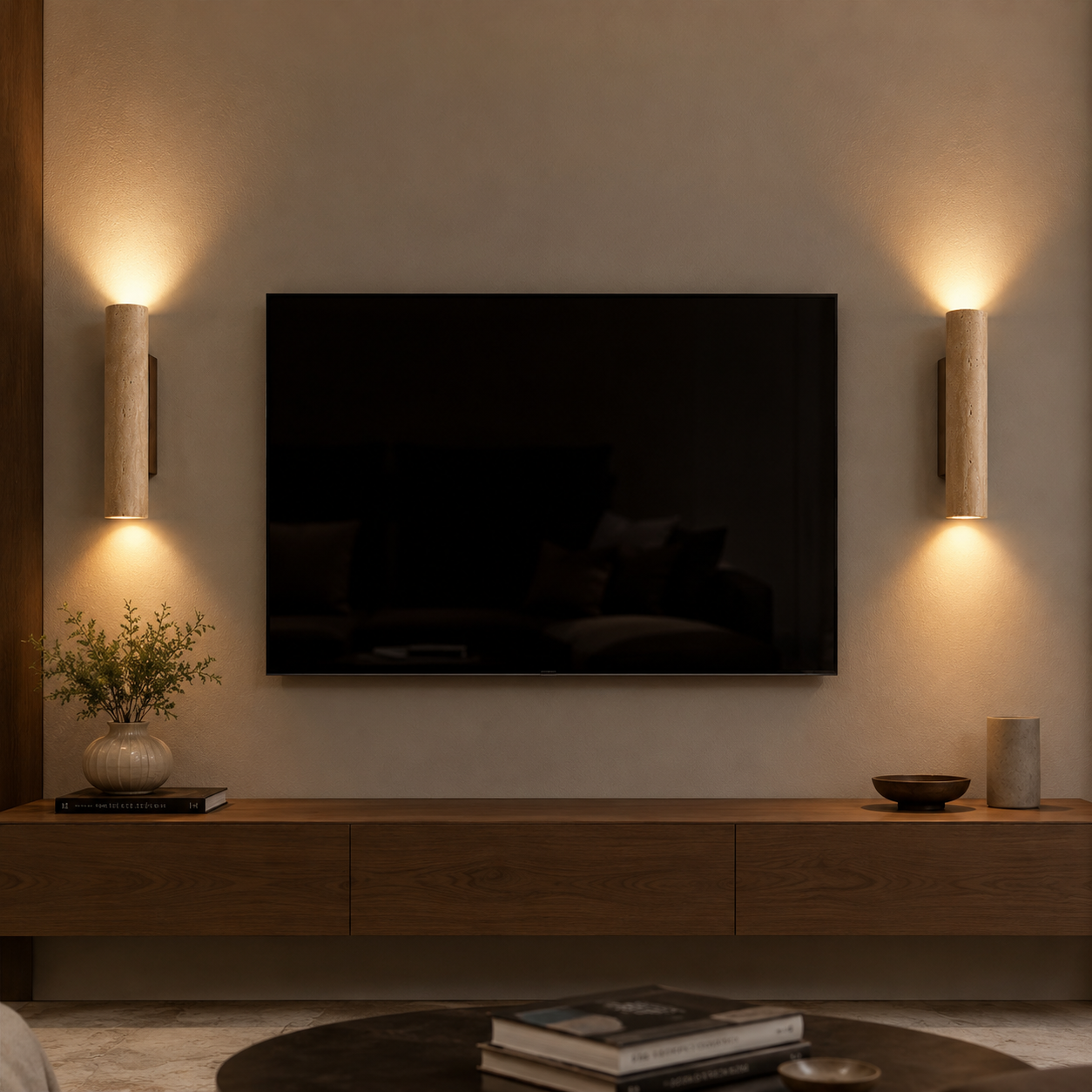 Marble Wall Light | Natural Travertine Design, Elegant LED Sconce