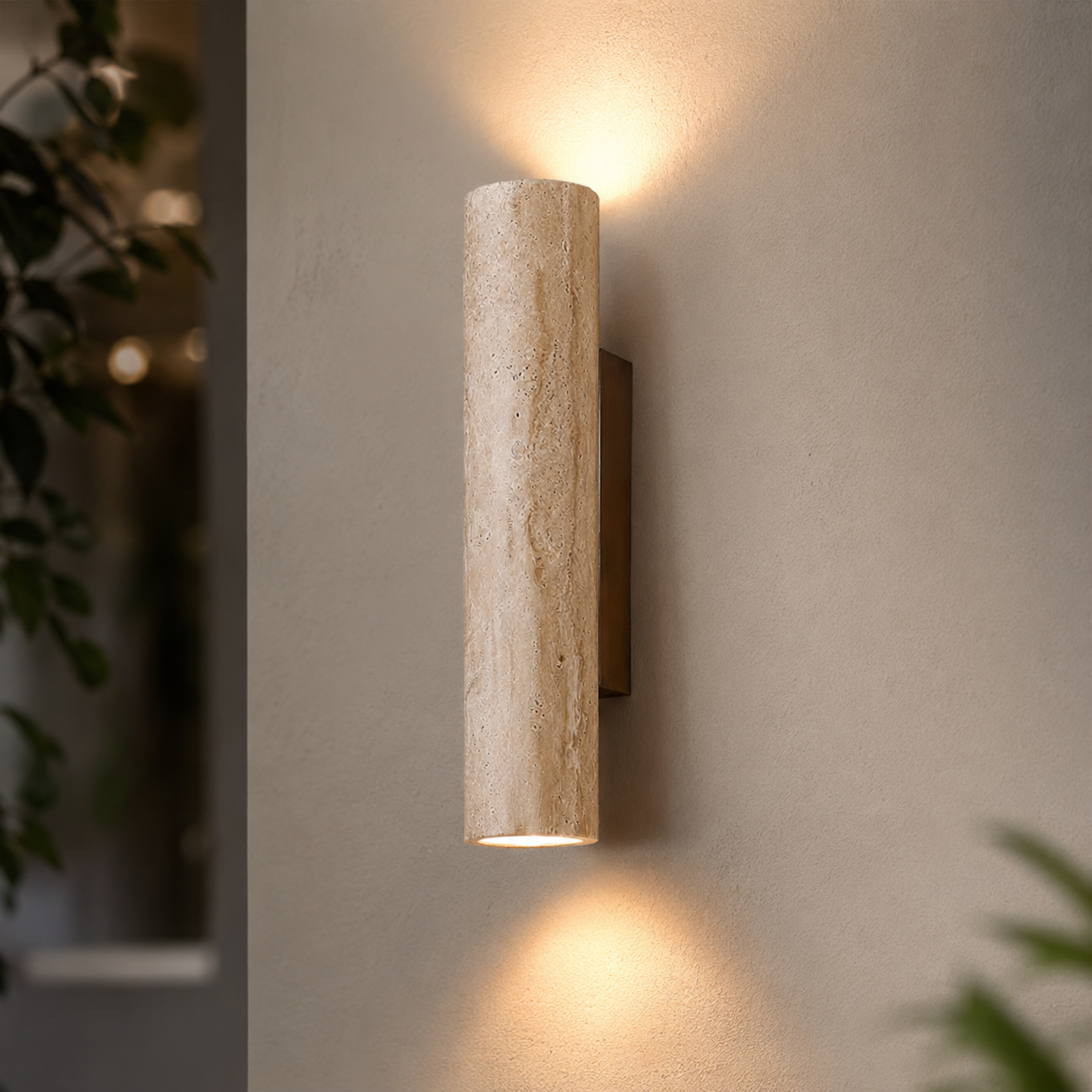 Marble Wall Light | Natural Travertine Design, Elegant LED Sconce
