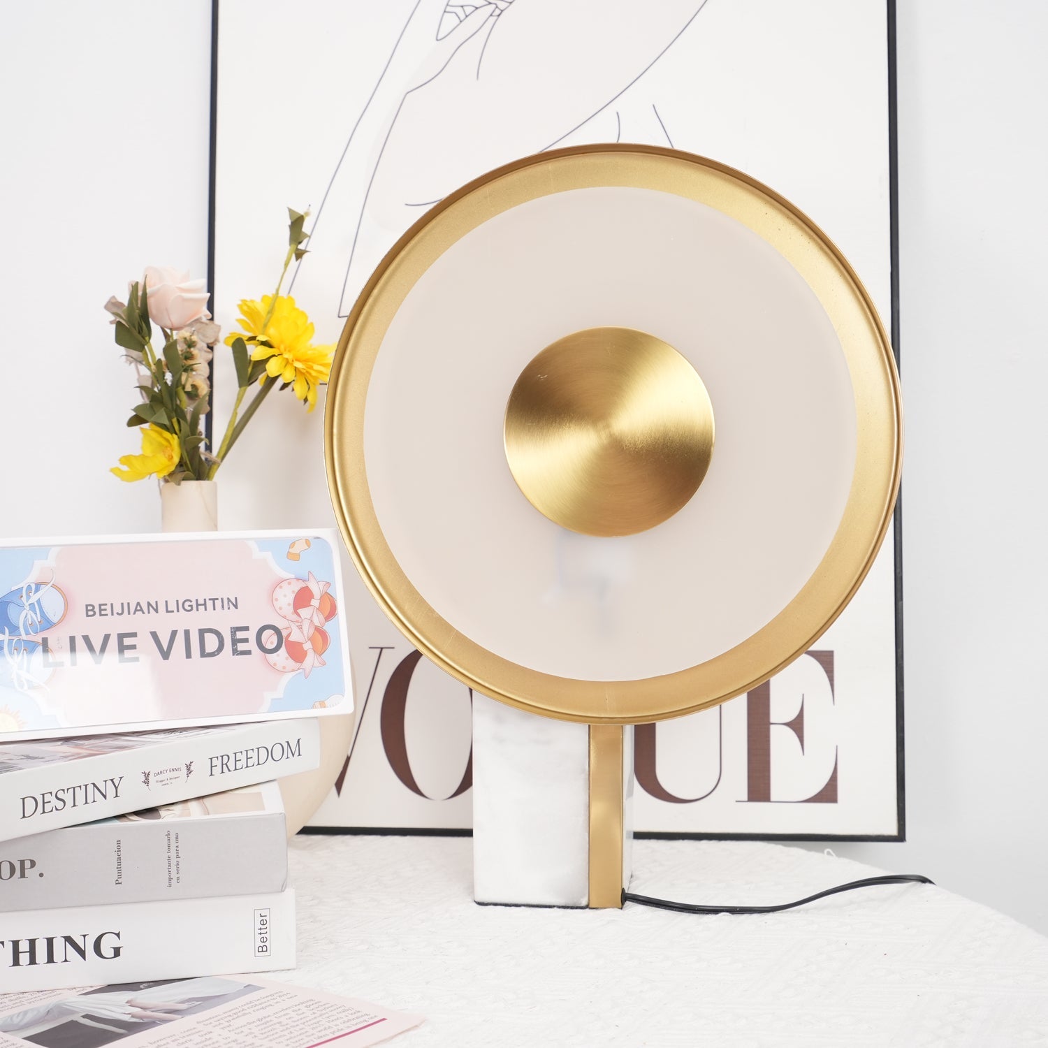 MarbleGlow | Elegant Modern Table Lamp with Integrated LED Light 7