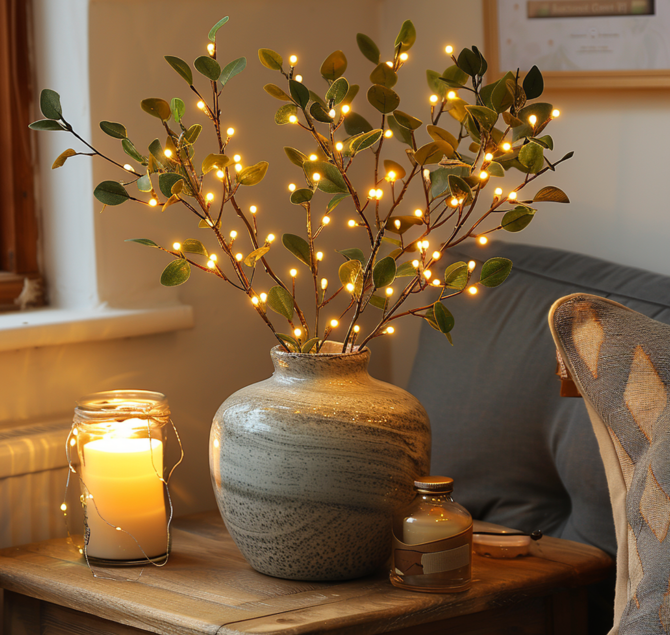 OliveGlow | Enchanting Natural Olive Branch LED Fairy Light String 4