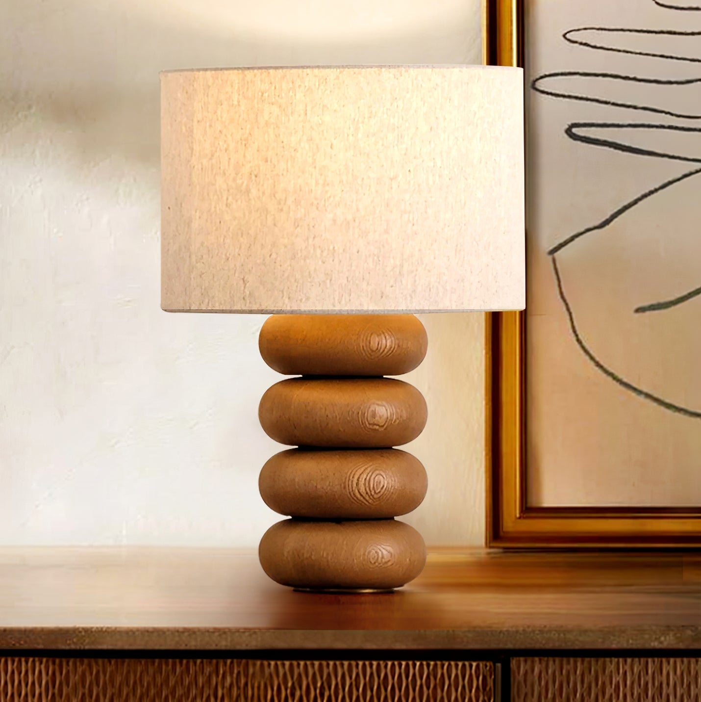 Orwyn | Elegant Organic Wood Sculptural Table Lamp for Bedside or Living Room 2