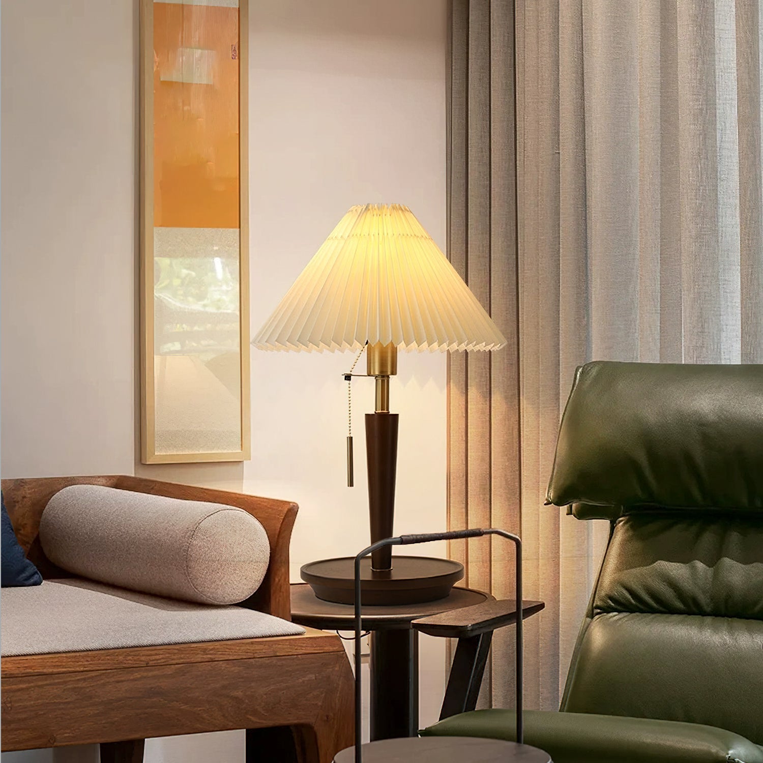 Polina | Elegant Minimalist Linen Table Lamp for Bedroom or Living Room 2