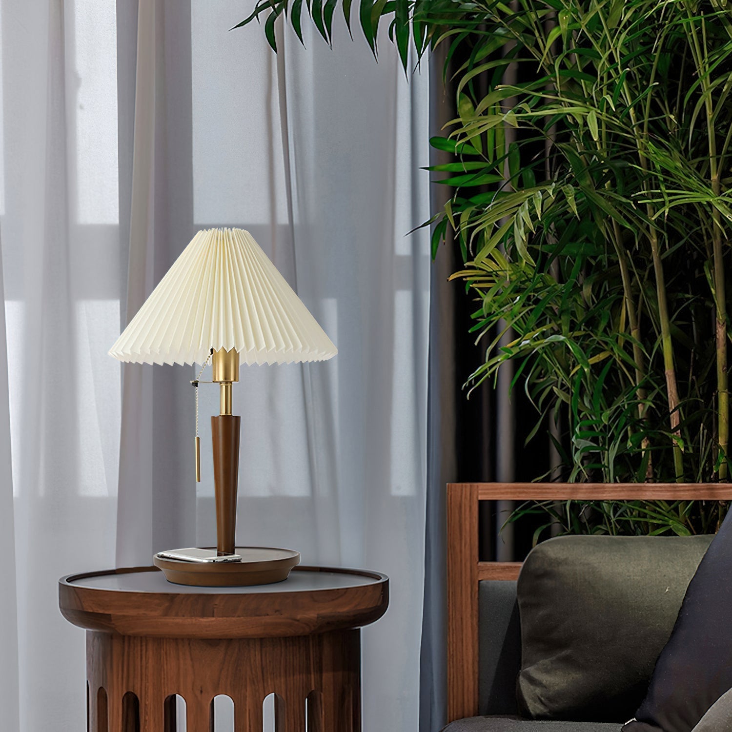 Polina | Elegant Minimalist Linen Table Lamp for Bedroom or Living Room 5