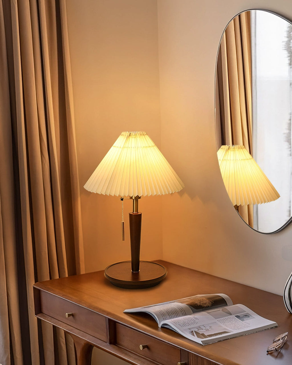 Polina | Elegant Minimalist Linen Table Lamp for Bedroom or Living Room 7