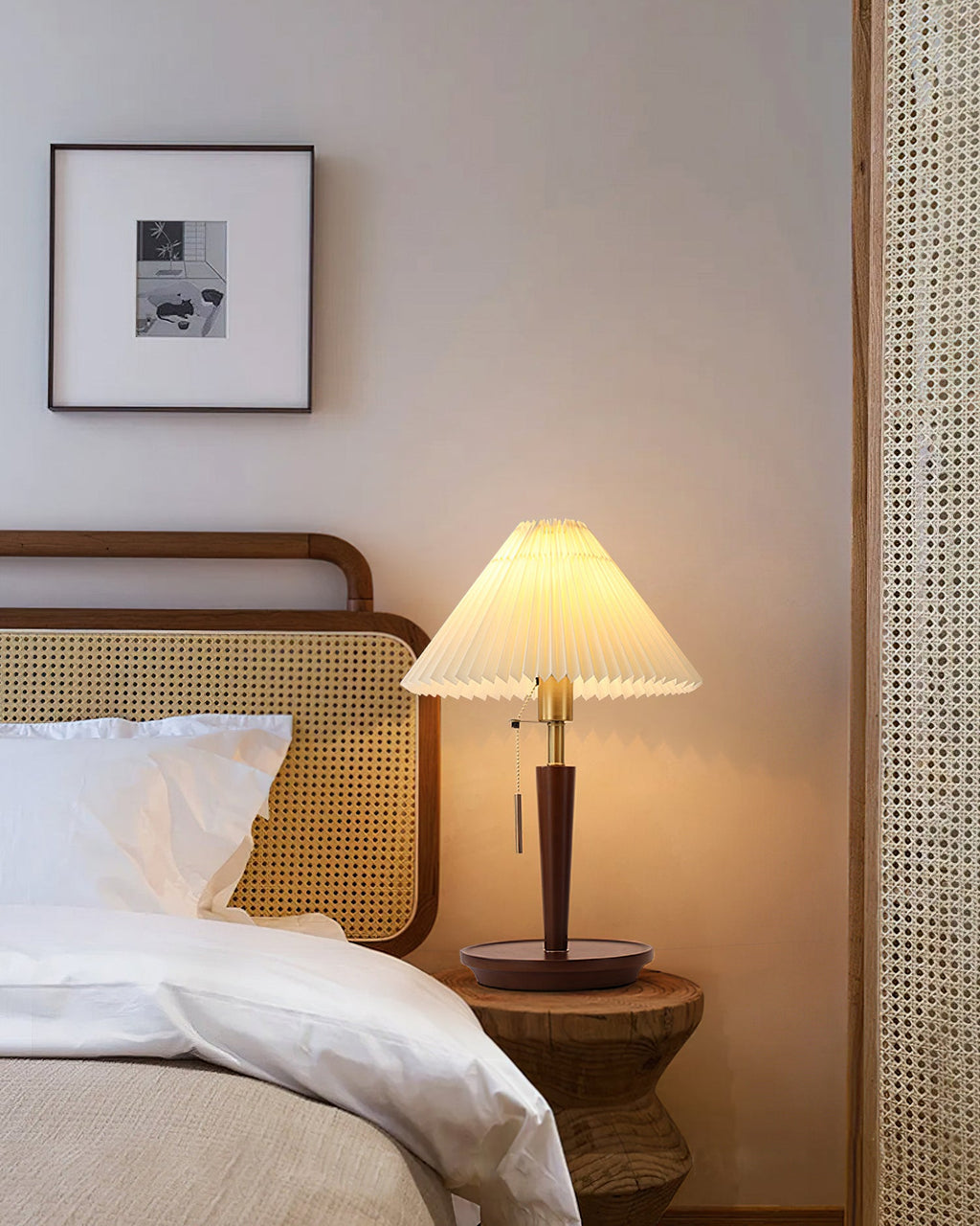 Polina | Elegant Minimalist Linen Table Lamp for Bedroom or Living Room 8