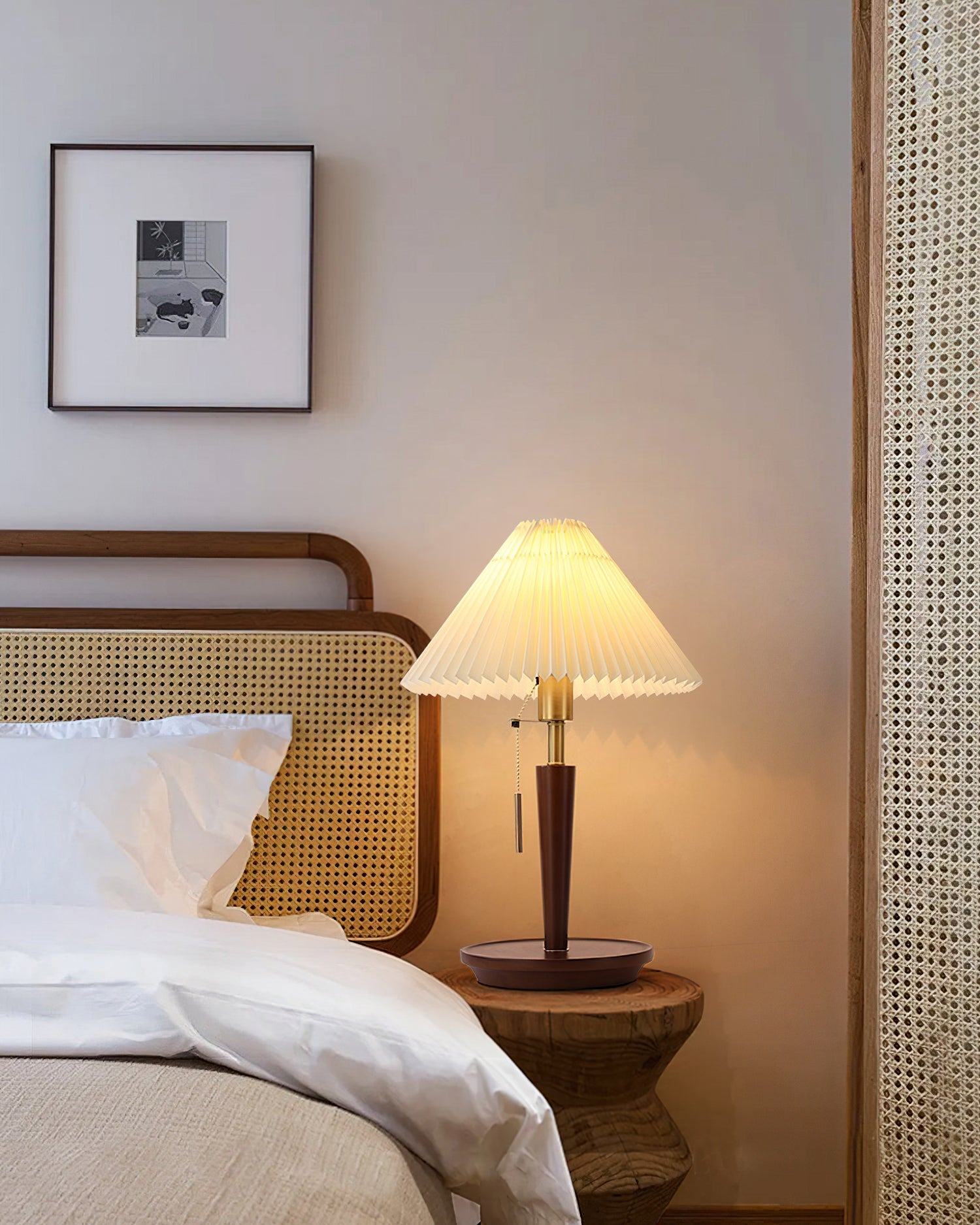 Polina | Elegant Minimalist Linen Table Lamp for Bedroom or Living Room 8