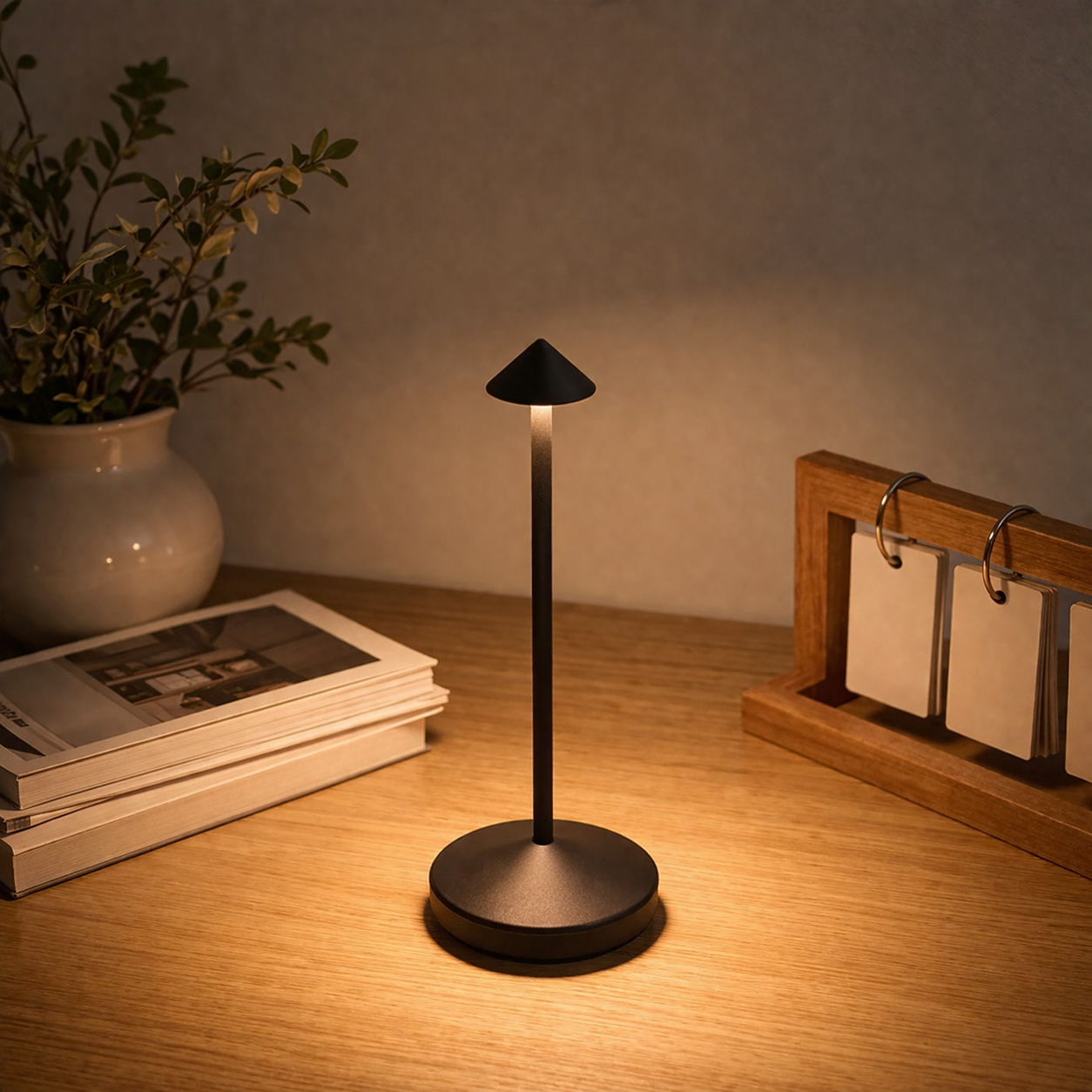 Rechargeable Cordless Table Lamp with Touch Control and Adjustable Brightness for Living Room and Dining Spaces