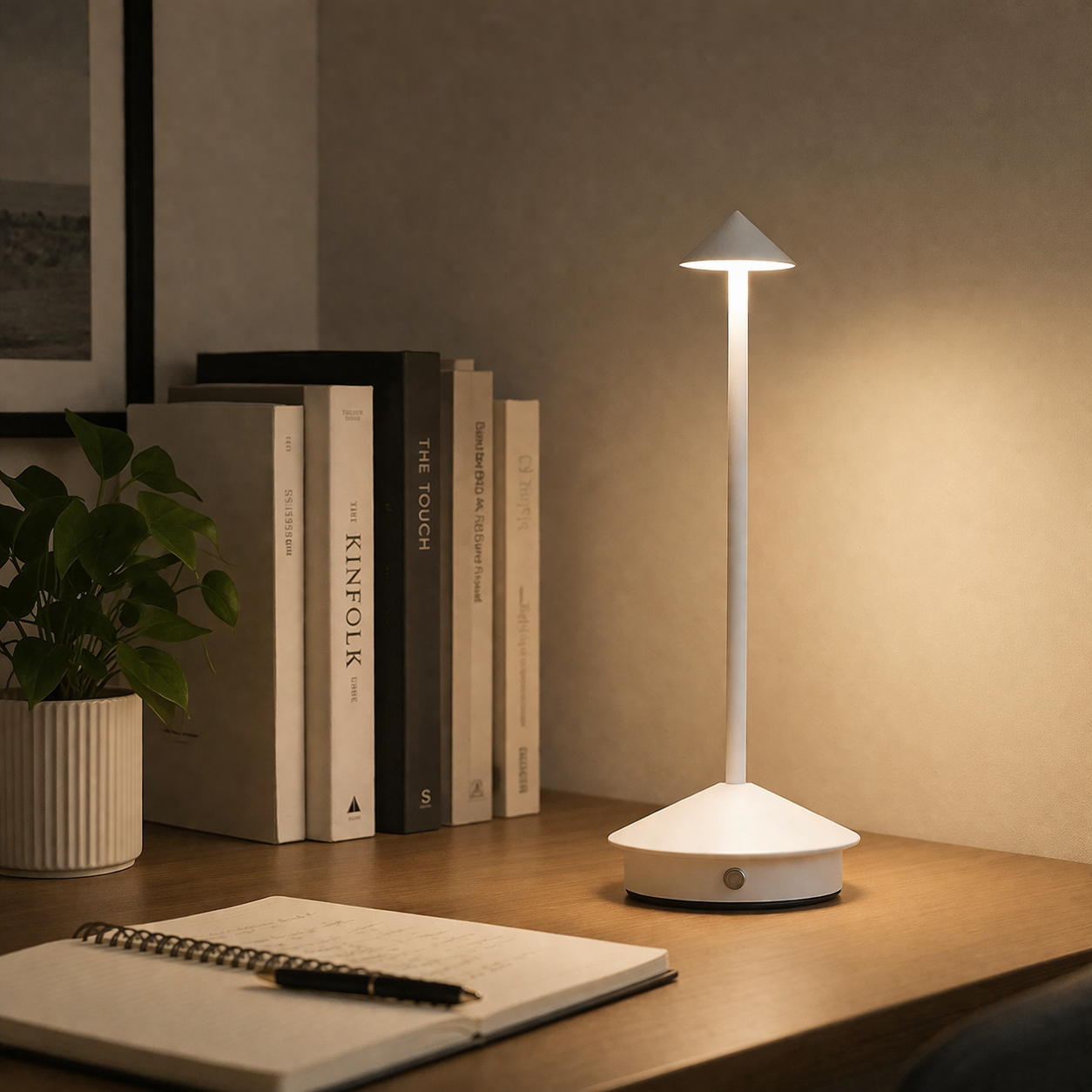 Rechargeable Cordless Table Lamp with Touch Control and Adjustable Brightness for Living Room and Dining Spaces
