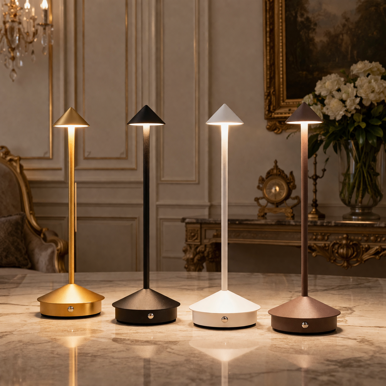 Rechargeable Cordless Table Lamp with Touch Control and Adjustable Brightness for Living Room and Dining Spaces
