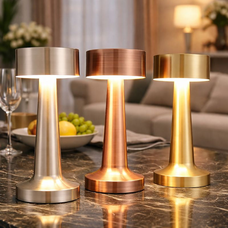 Retro Touch Lamp | Metal Table Lamp, Adjustable Brightness, Cordless Battery Design