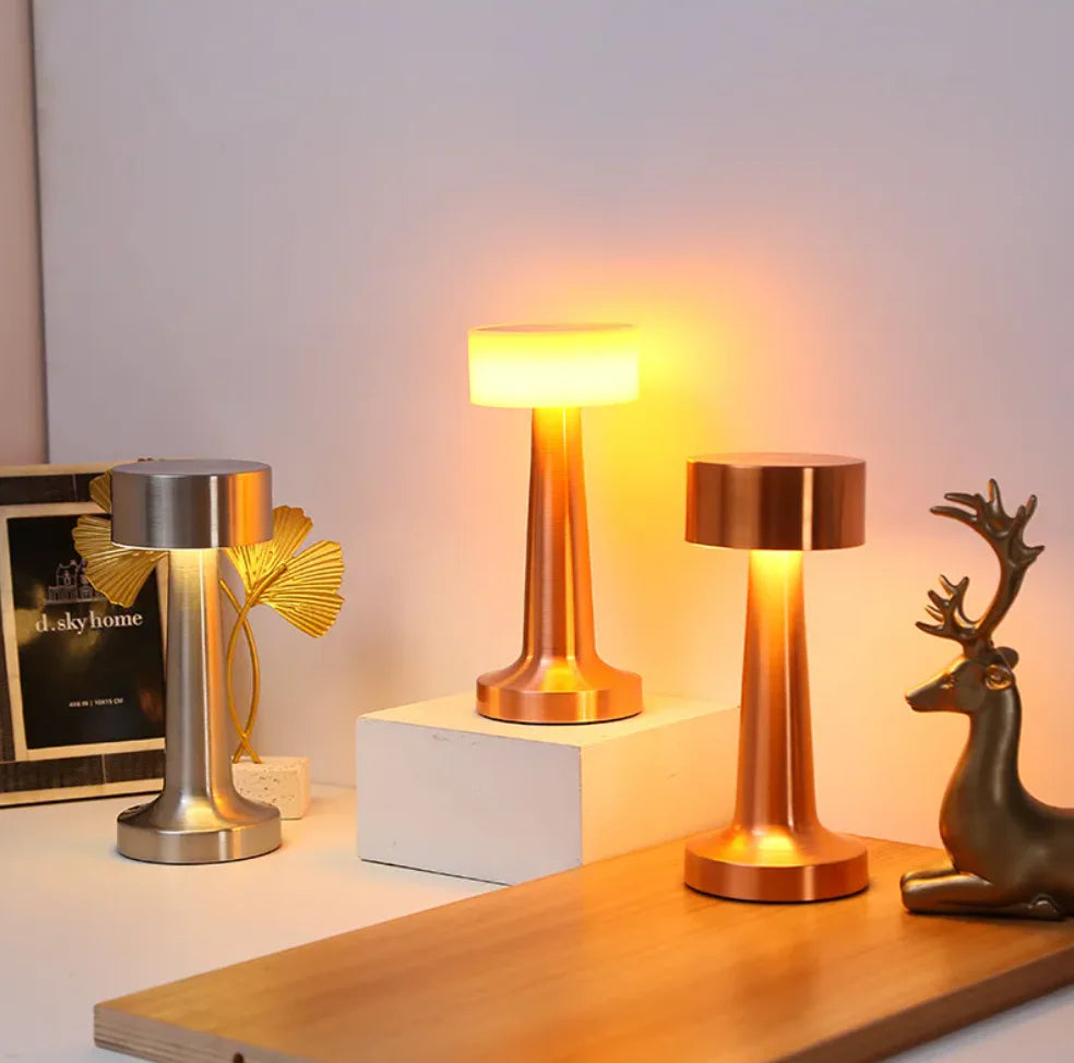 Retro Touch Lamp | Metal Table Lamp, Adjustable Brightness, Cordless Battery Design