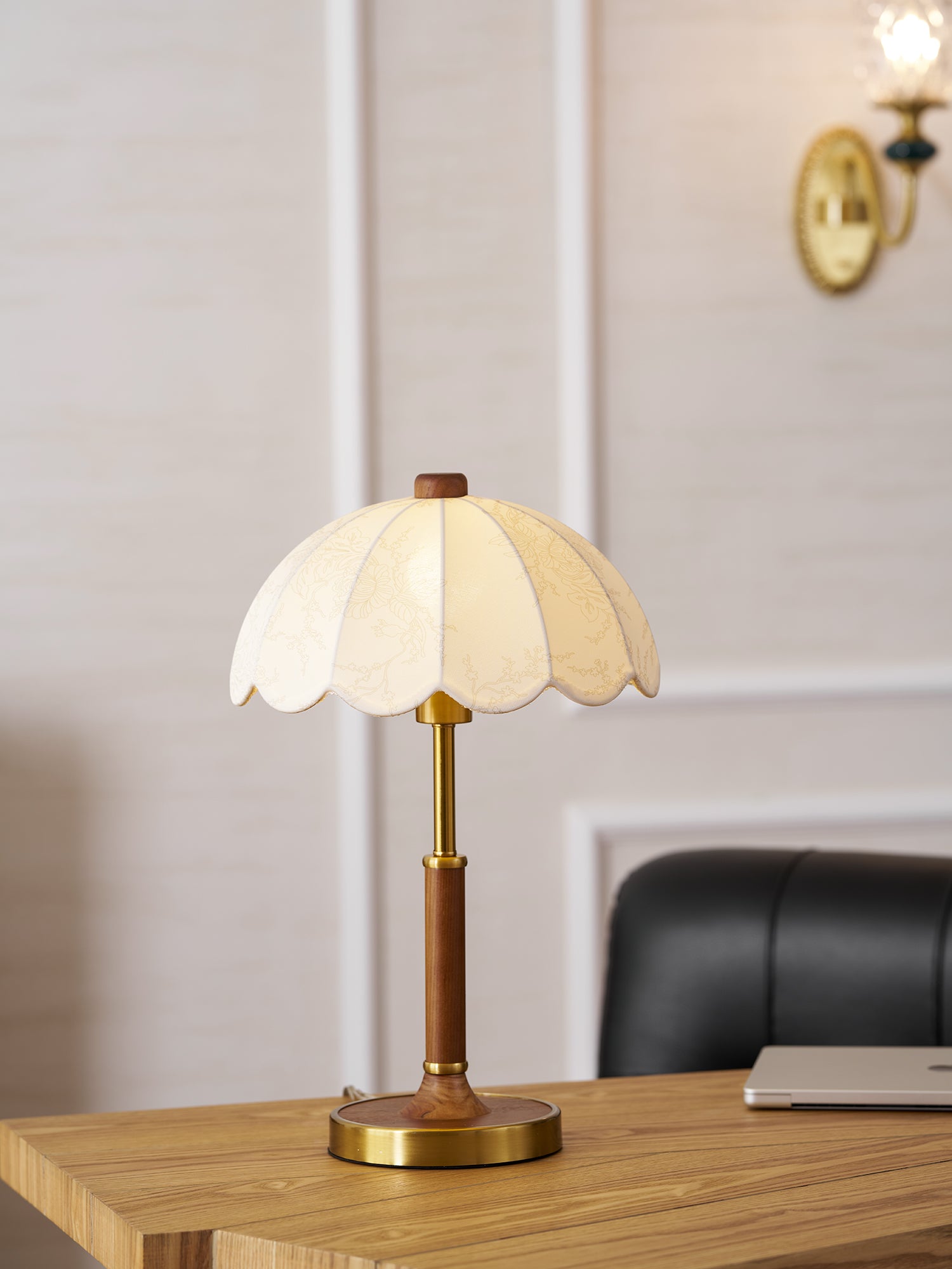 Vakkerlight Belle | Elegant Wooden Table Lamp with Fabric Shade for Living Room 4