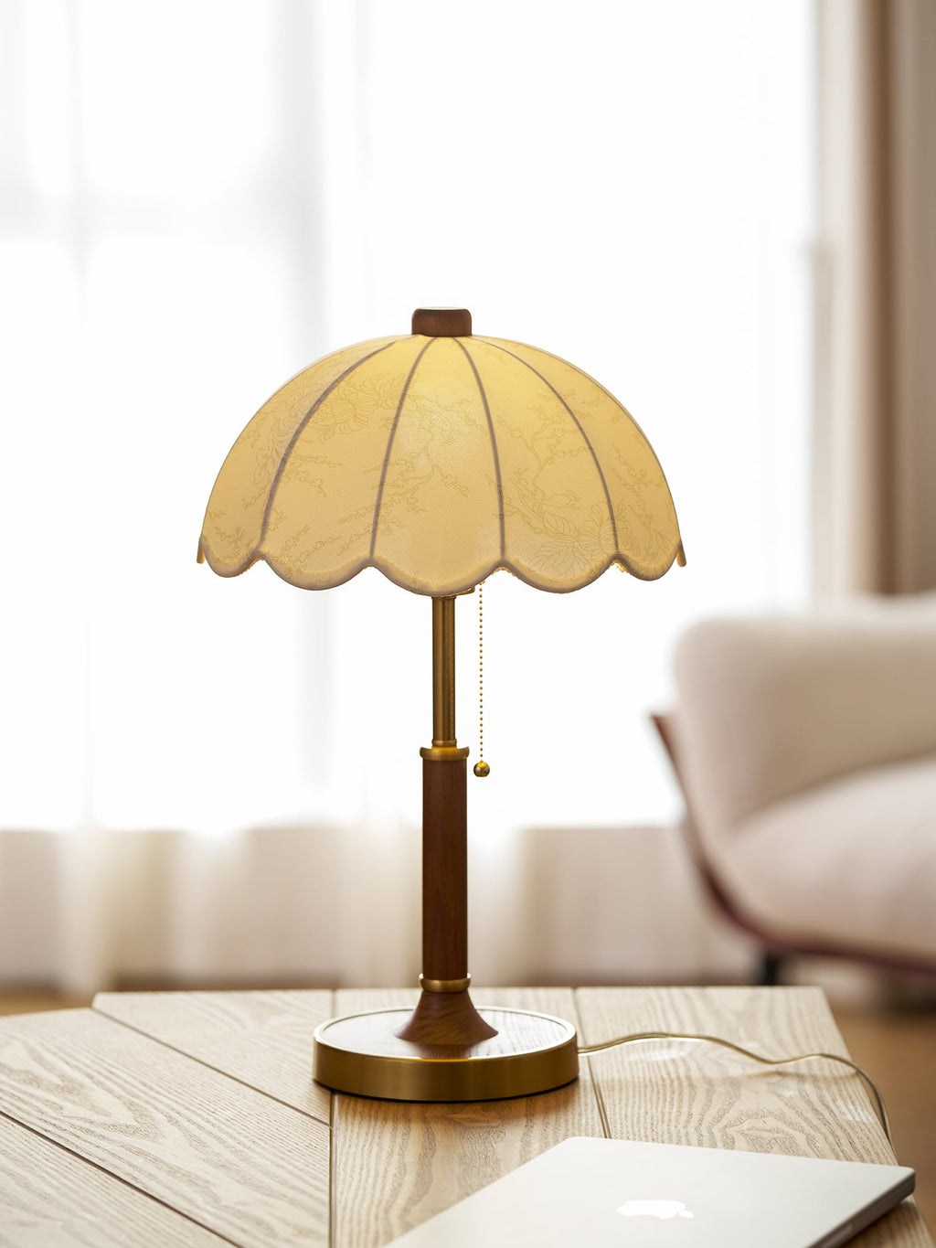 Vakkerlight Belle | Elegant Wooden Table Lamp with Fabric Shade for Living Room 7