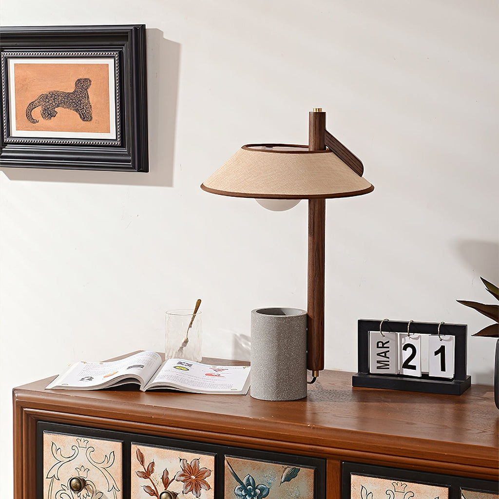 Vakkerlight | Elegant Minimalist Wood and Cement Table Lamp 5