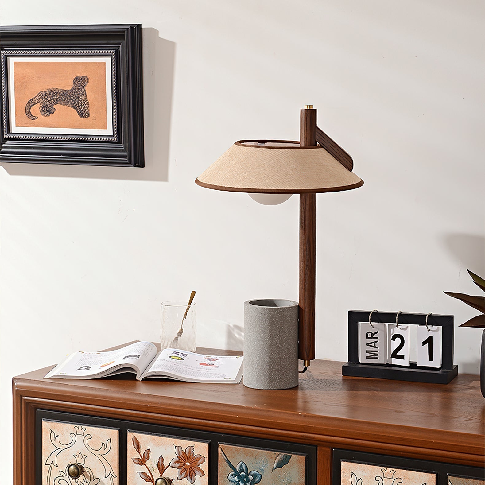 Vakkerlight | Elegant Minimalist Wood and Cement Table Lamp 5