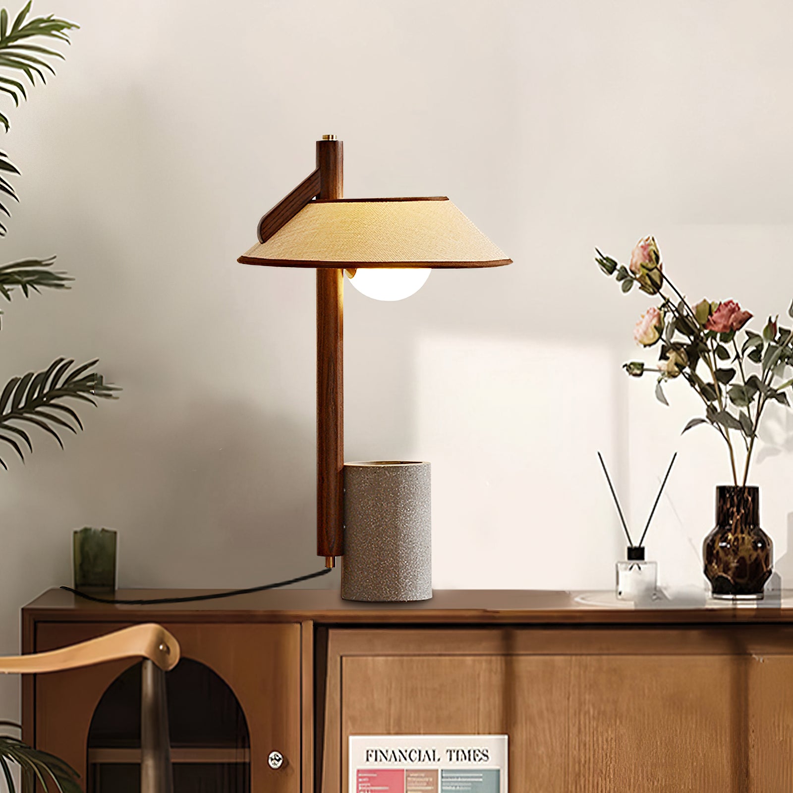 Vakkerlight | Elegant Minimalist Wood and Cement Table Lamp 6