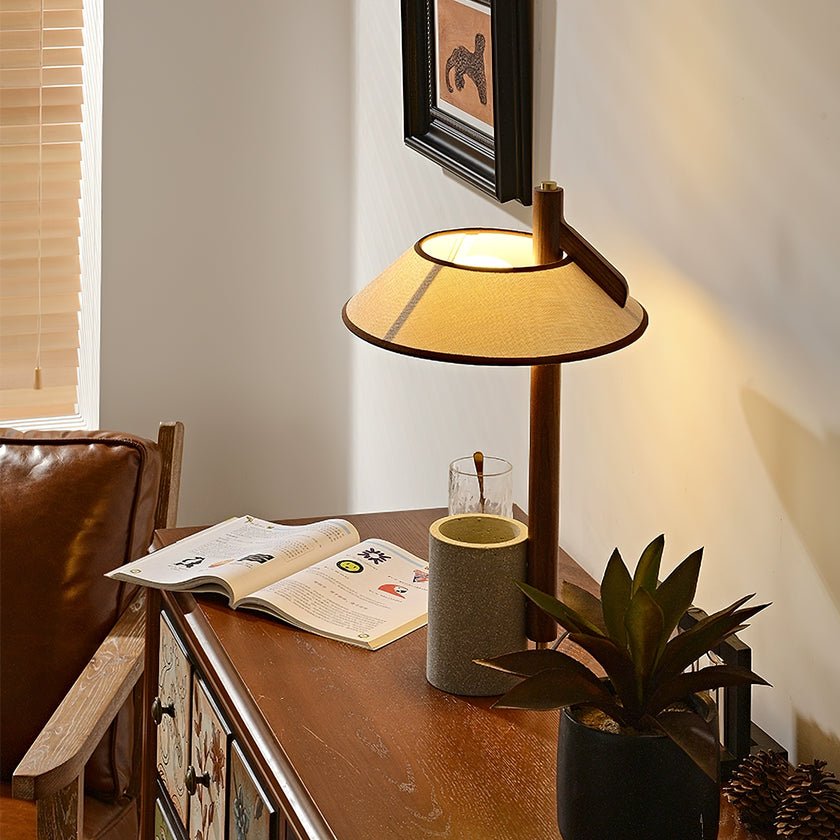 Vakkerlight | Elegant Minimalist Wood and Cement Table Lamp 8