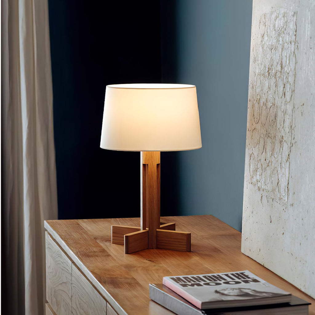 Vakkerlight | Stylish Compact Wood Finish Bedside Table Lamp 2