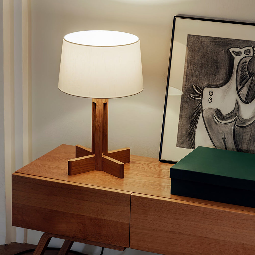Vakkerlight | Stylish Compact Wood Finish Bedside Table Lamp 3