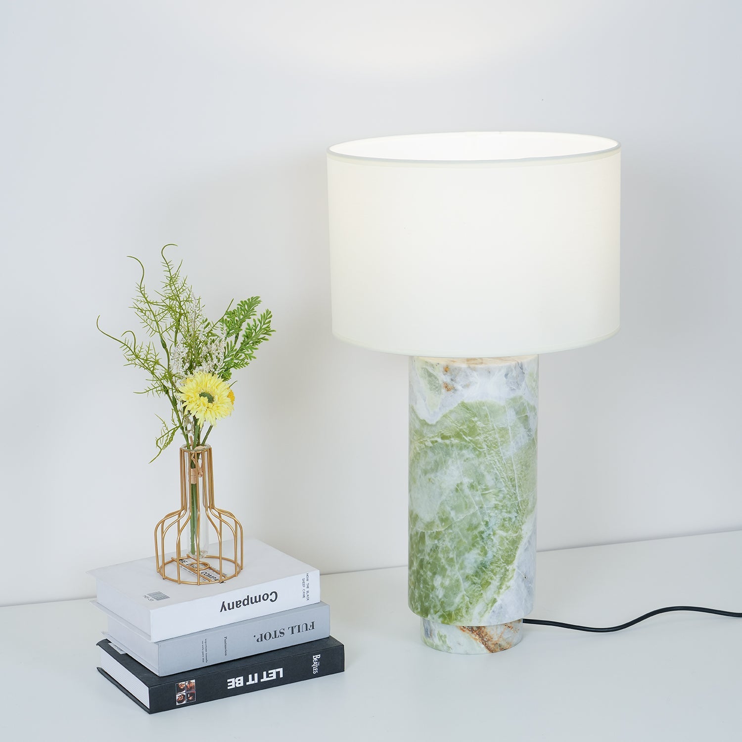 VerdantGlow | Elegant Green Marble Modern Table Lamp for Living Room 3