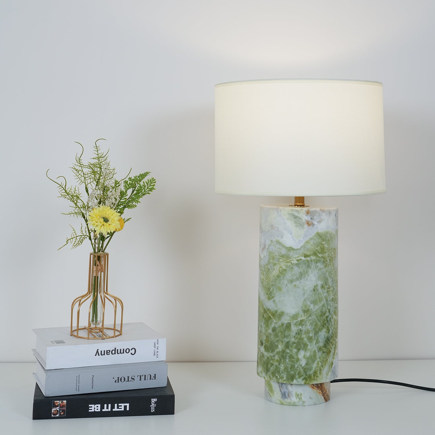 VerdantGlow | Elegant Green Marble Modern Table Lamp for Living Room 4