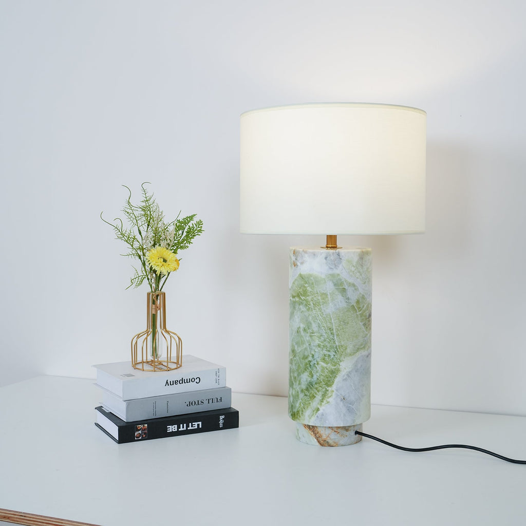 VerdantGlow | Elegant Green Marble Modern Table Lamp for Living Room 5