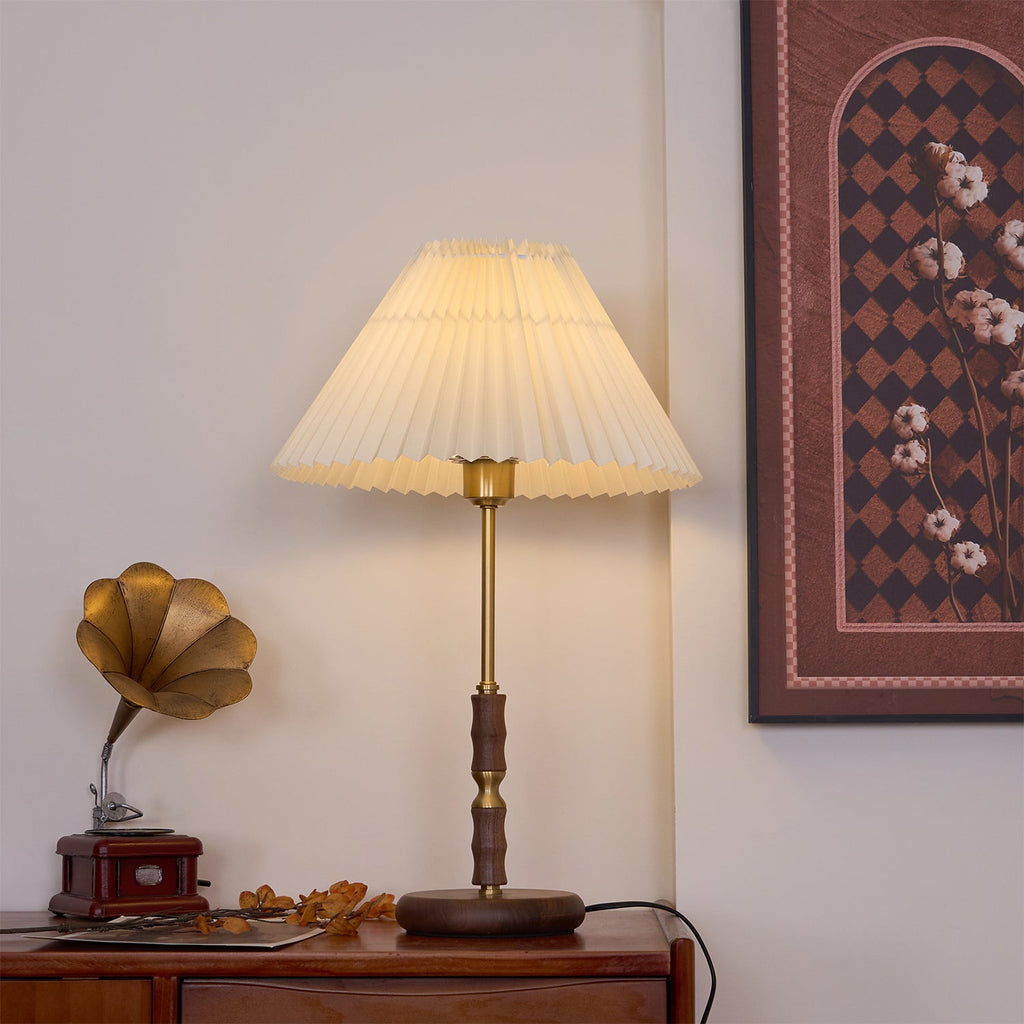 Walnut Brass | Elegant Modern Table Lamp for Bedside and Living Room 7