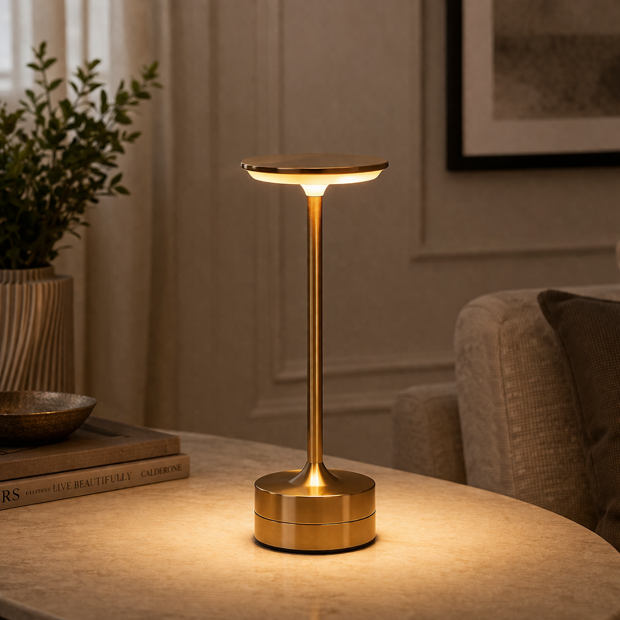 Touch Sensor LED Table Lamp – USB Rechargeable Cordless Bedside Lamp with Dimmable Colors for Bedroom and Reading