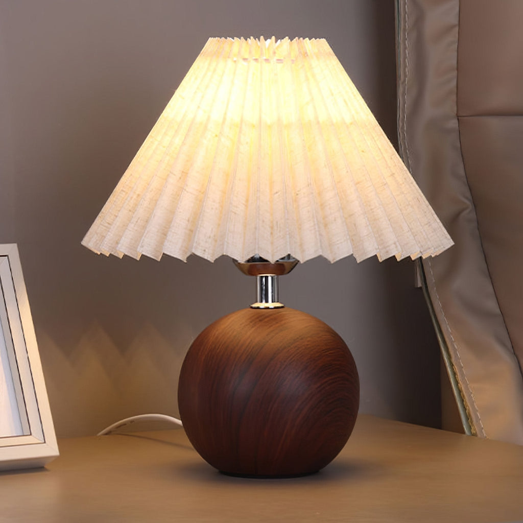 Wooden Pleated Design | Elegant Vintage Table Lamp for Living Room 3