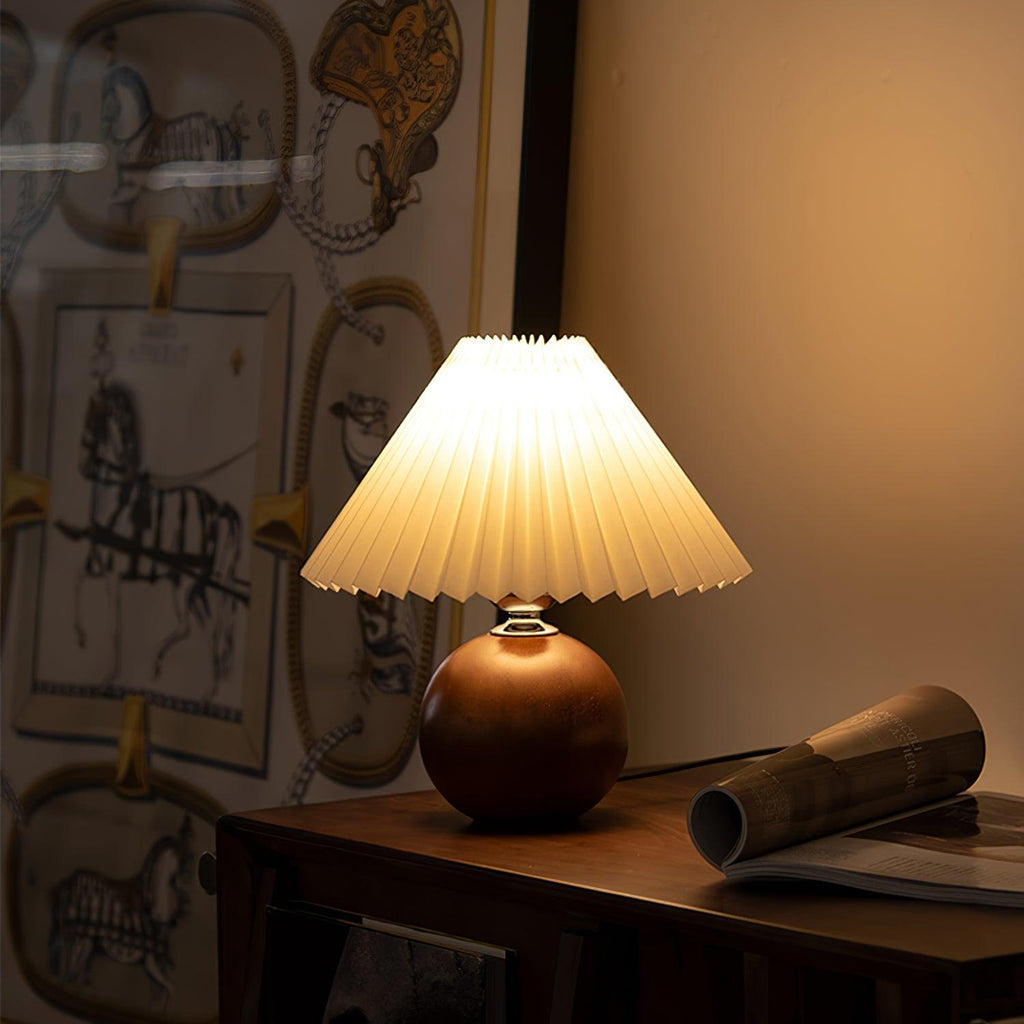 Wooden Pleated Design | Elegant Vintage Table Lamp for Living Room 4