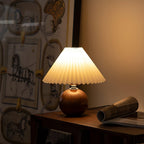 Wooden Pleated Design | Elegant Vintage Table Lamp for Living Room 4