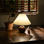 Wooden Pleated Design | Elegant Vintage Table Lamp for Living Room 5
